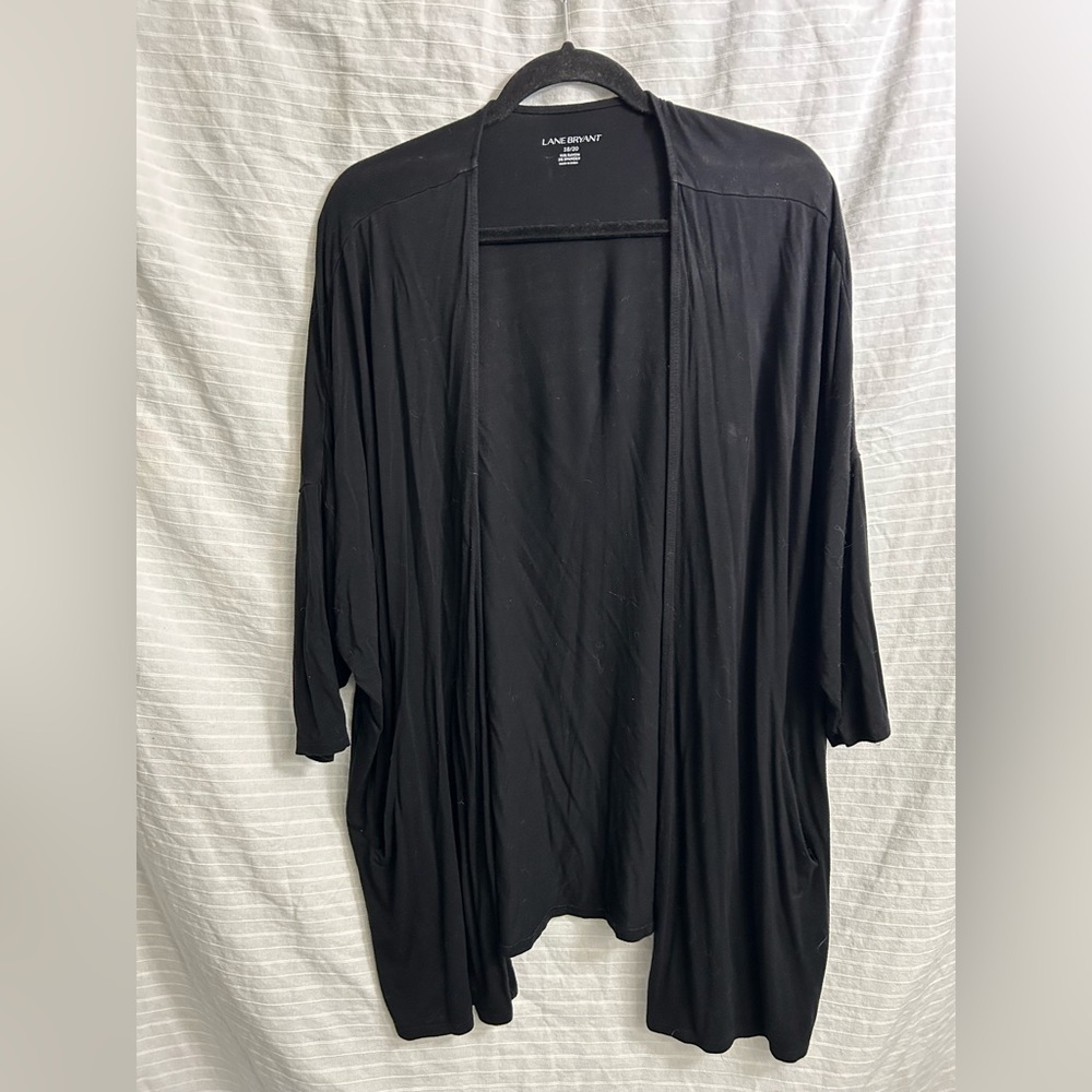 LANE BRYANT CLASSIC OPEN-FRONT FIT & FLARE BLACK OVERPIECE CARDIGAN 18/20 B29